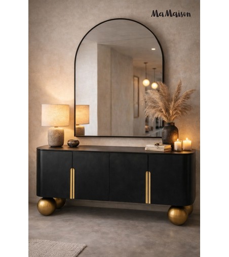 MaMaison szafka RTV ORGANIC 141 czarna    / złota / drewno