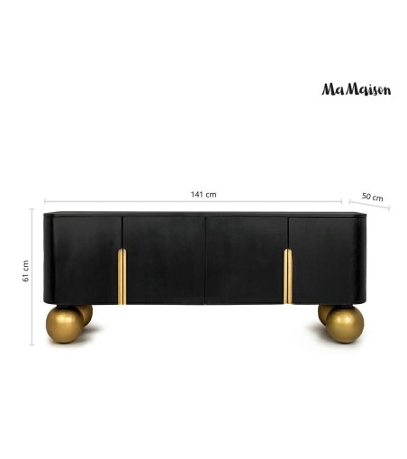 MaMaison szafka RTV ORGANIC 141 czarna    / złota / drewno