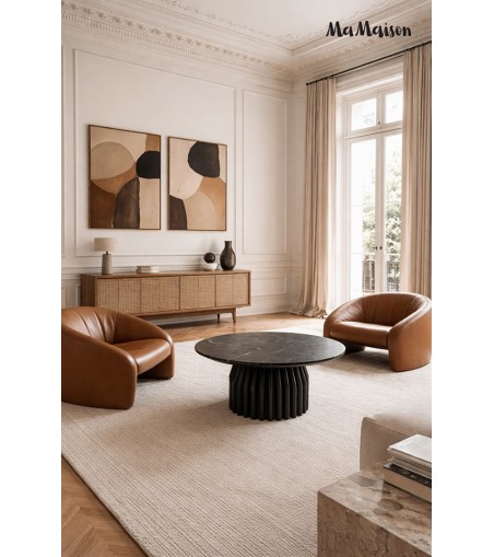 MaMaison stolik kawowy LEVANTE 75 czarny  marmur / drewno