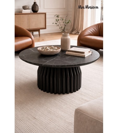 MaMaison stolik kawowy LEVANTE 75 czarny  marmur / drewno