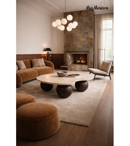 MaMaison stolik kawowy ORGANIC 106        trawertyn / drewno