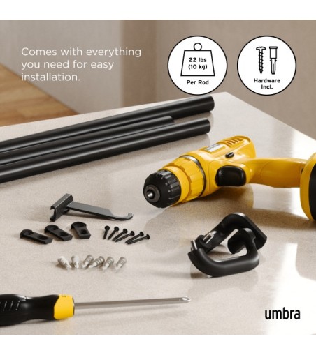 UMBRA karnisz TWILIGHT 168 - 365 cm       czarny mat