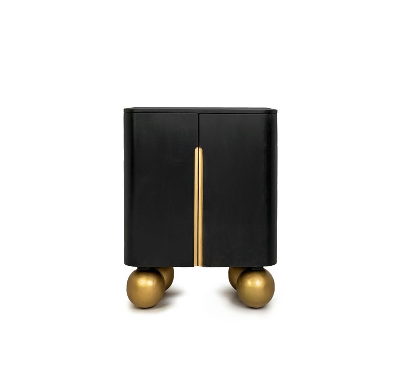 MaMaison komoda ORGANIC SHORT 89 czarna   / złota / drewno