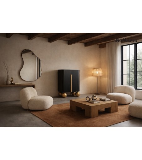 MaMaison komoda ORGANIC SHORT 89 czarna   / złota / drewno