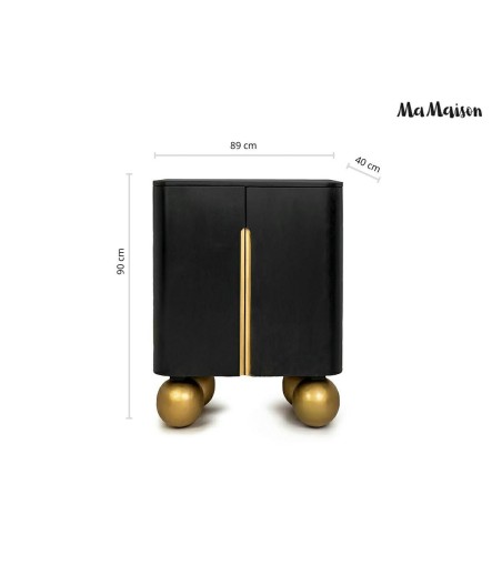 MaMaison komoda ORGANIC SHORT 89 czarna   / złota / drewno