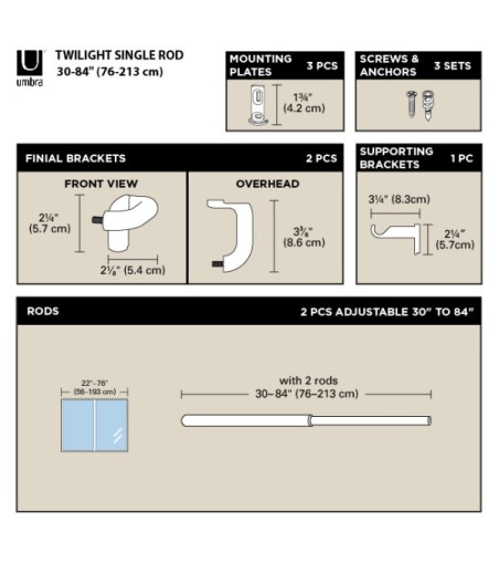 UMBRA karnisz TWILIGHT 76 - 213 cm        czarny mat