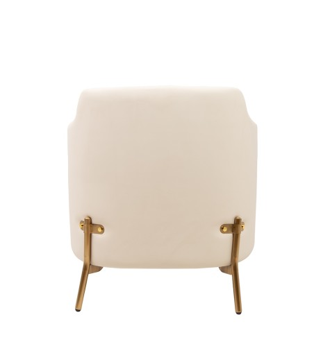 Fotel VENICE tkanina pepitka              biało-brązowa - złota podstawa, beżowa ekoskóra