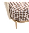 Fotel VENICE tkanina pepitka              biało-brązowa - złota podstawa, beżowa ekoskóra