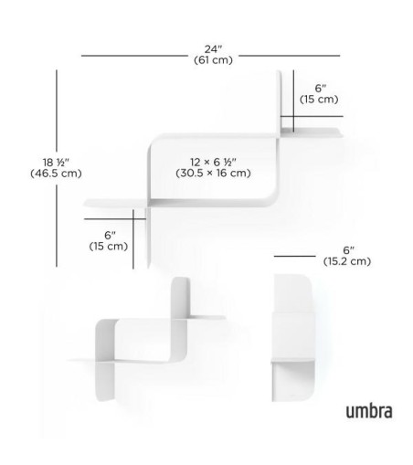 UMBRA zestaw 2 półek ściennych MONTAGE    biały