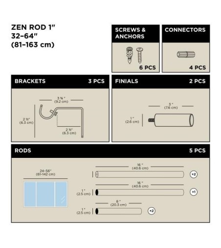 UMBRA karnisz ZEN 81 - 162 cm srebrny