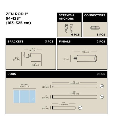 UMBRA karnisz ZEN 163 - 325 cm srebrny