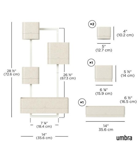 UMBRA zestaw doniczek CUBIKO biały