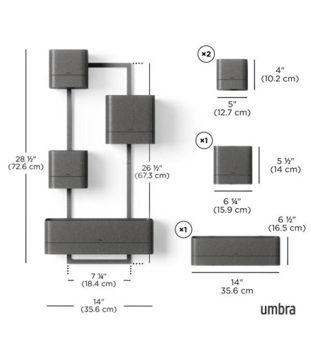 UMBRA zestaw doniczek CUBIKO czarny