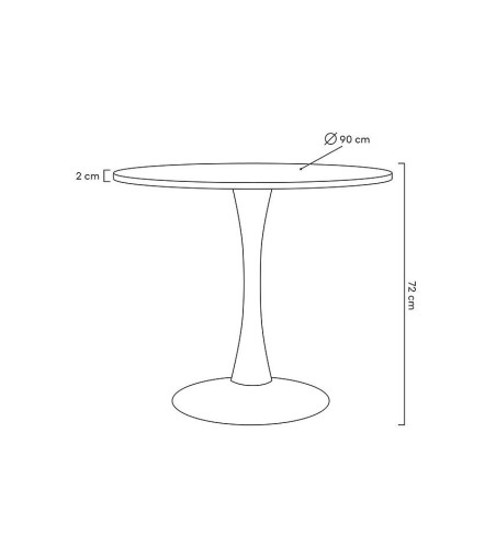 MODESTO stół TULIP FI 90 biały - MDF, podstawa metalowa