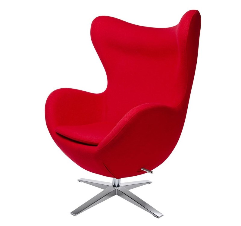 Fotel EGG SZEROKI czerwony.1 - wełna, podstawa stal