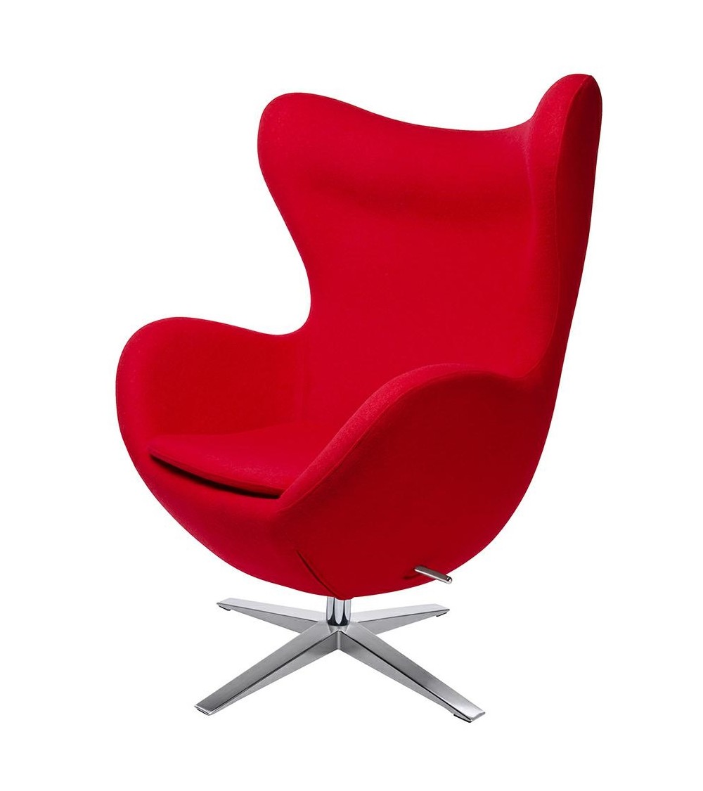Fotel EGG SZEROKI czerwony.1 - wełna, podstawa stal