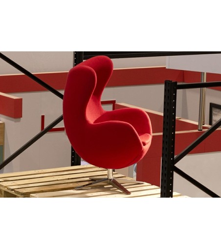 Fotel EGG SZEROKI czerwony.1 - wełna, podstawa stal