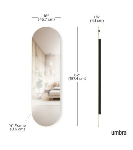 UMBRA lustro ścienne HUBBA 62 x 18 cm     mosiądz