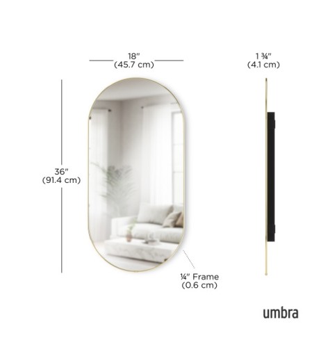 UMBRA lustro ścienne HUBBA 36 x 18 cm     mosiądz