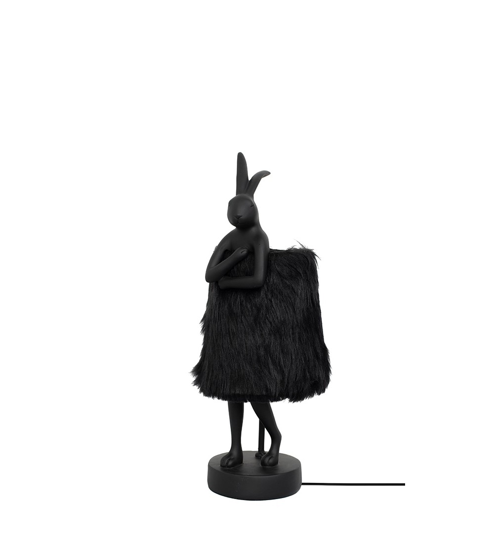 KARE lampa stołowa RABBIT FUR 50 cm       czarna / złota