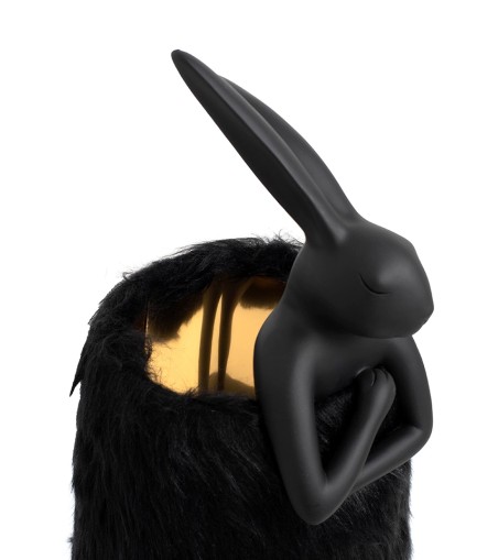 KARE lampa stołowa RABBIT FUR 50 cm       czarna / złota