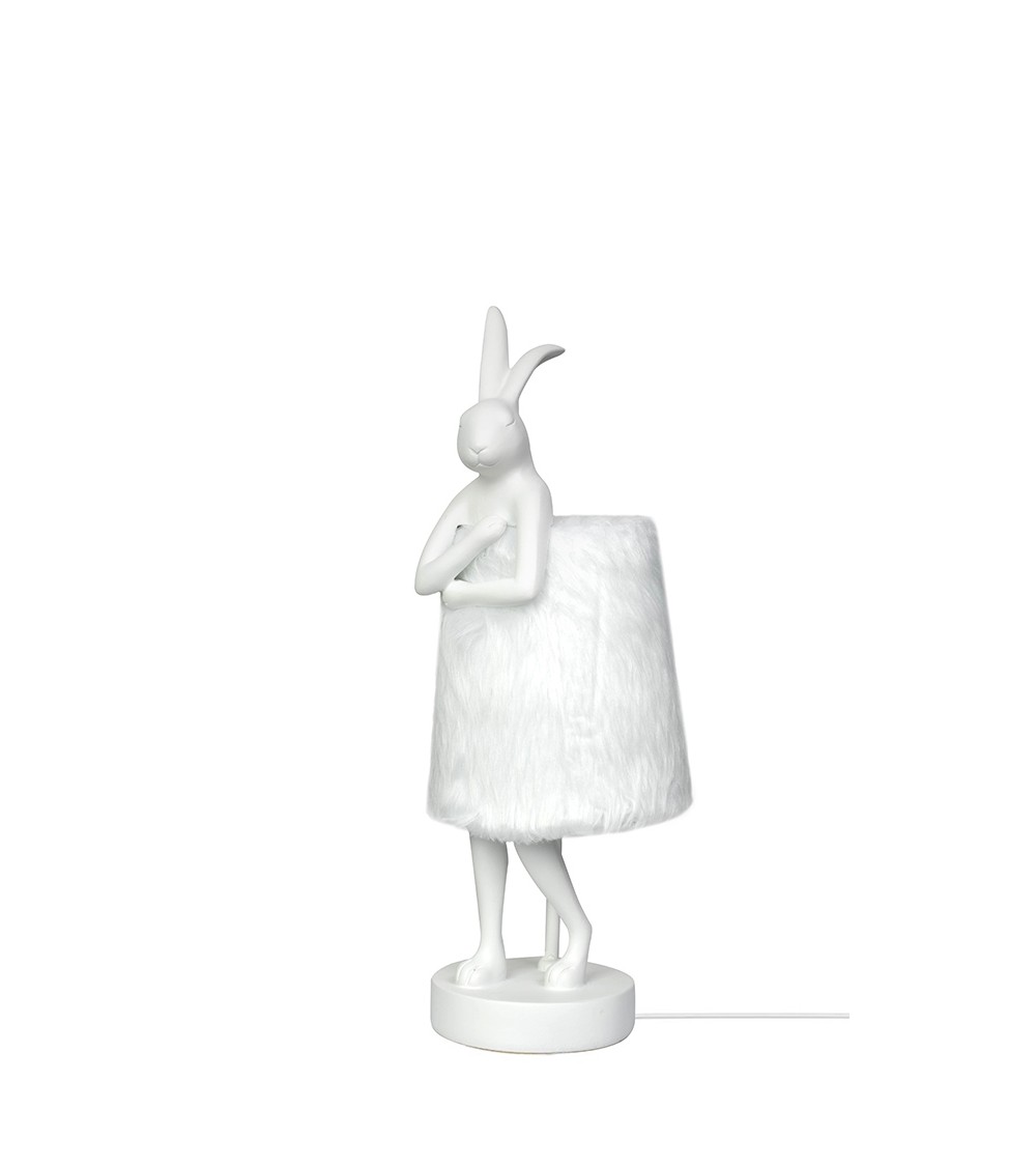 KARE lampa stołowa RABBIT FUR 50 cm       biała / srebrna