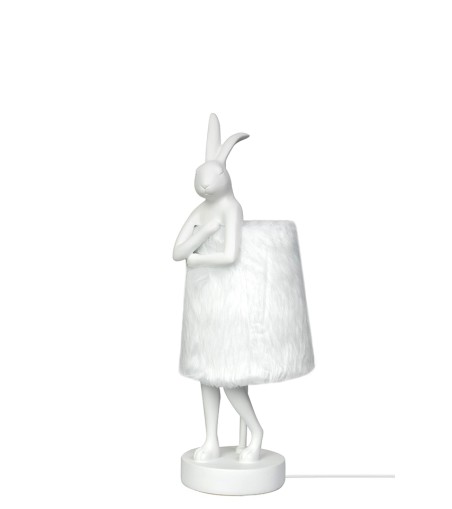 KARE lampa stołowa RABBIT FUR 50 cm       biała / srebrna