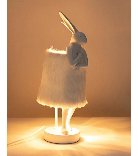 KARE lampa stołowa RABBIT FUR 50 cm       biała / srebrna