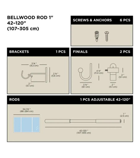 UMBRA karnisz BELLWOOD 107 - 305 cm       czarny