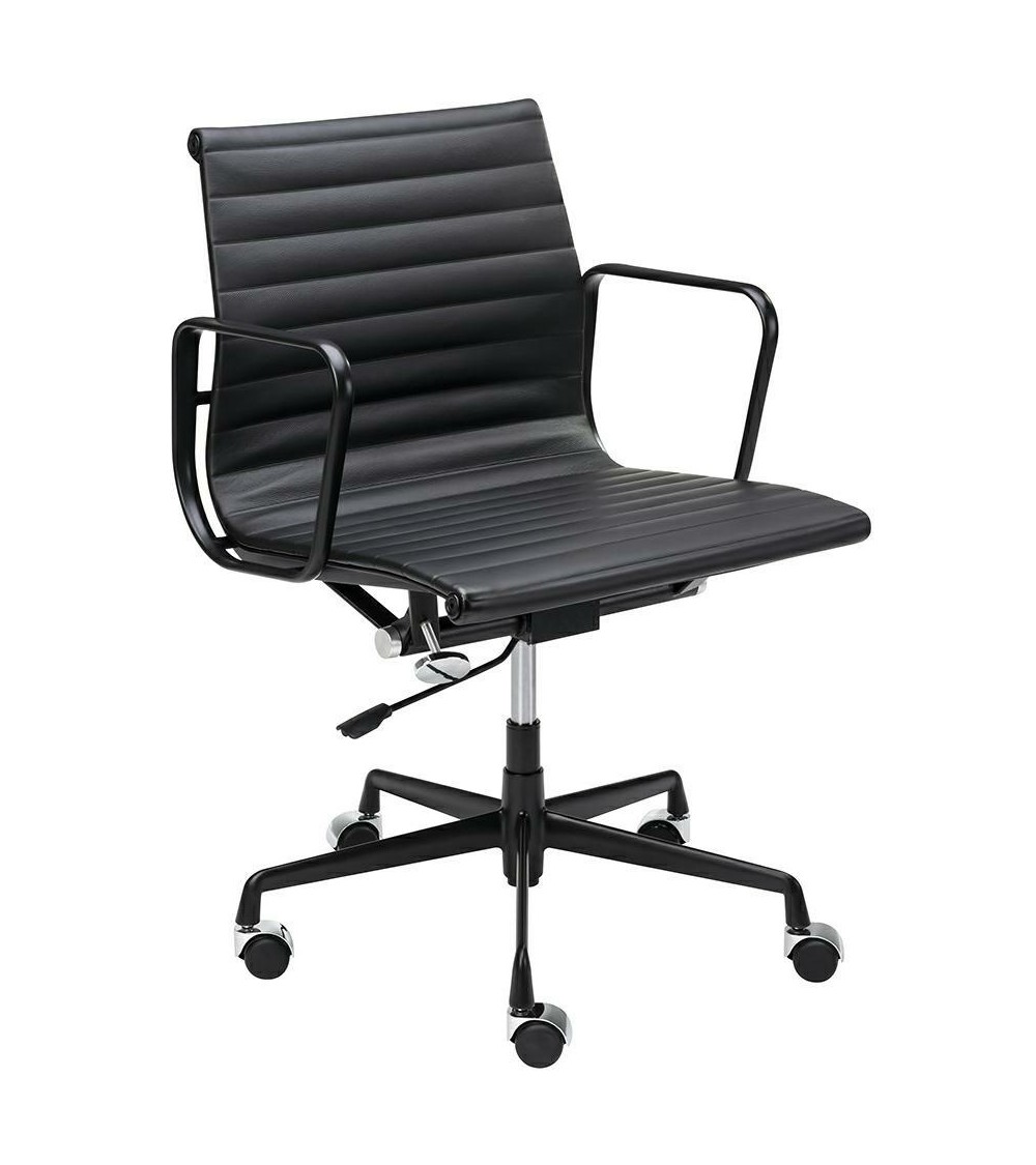 Fotel biurowy BODY PRESTIGE PLUS czarny  - skóra naturalna, aluminium