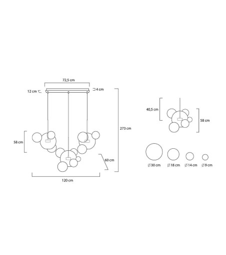 MOOSEE lampa wisząca CAPRI LINE 3 złota   / biała