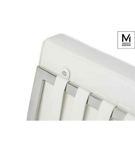 MODESTO fotel BARCELON biały - ekoskóra,  stal polerowana