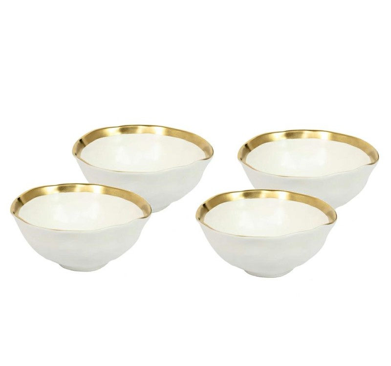 KARE komplet 4 misek BELL 15 cm           biało-złoty