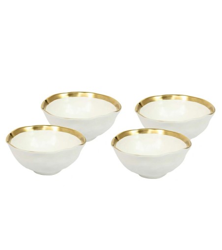 KARE komplet 4 misek BELL 15 cm           biało-złoty