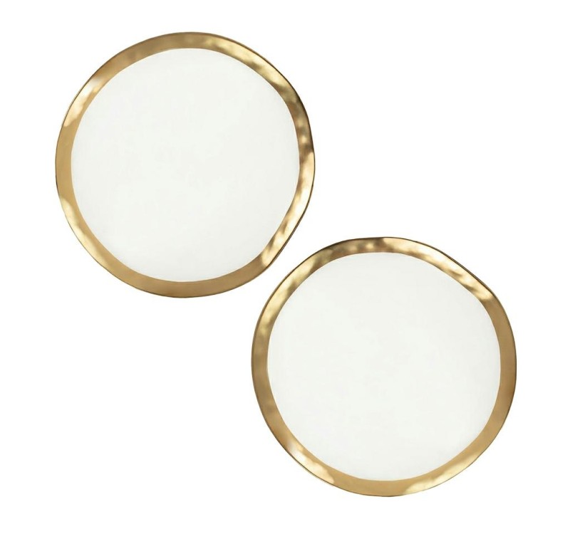 KARE komplet 2 talerzy BELL 38 cm         biało-złoty