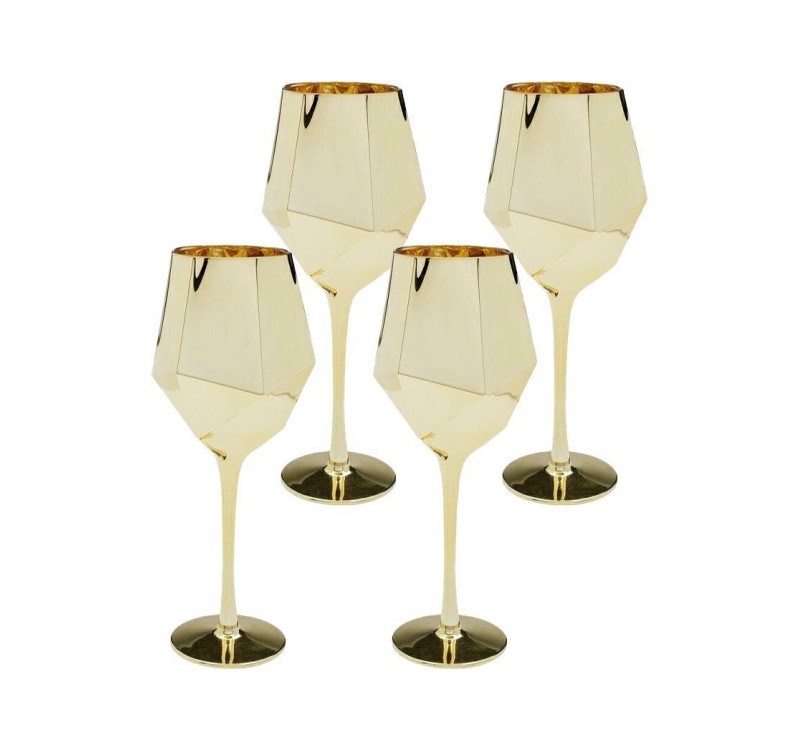 KARE komplet 4 kieliszków do wina         DIAMOND 660 ml złoty