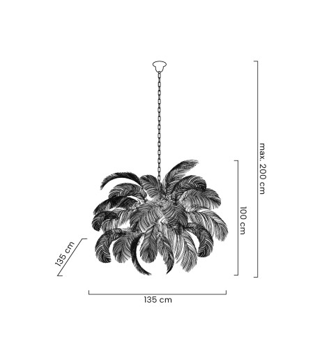 MOOSEE lampa wisząca TIFFANY 135 biała    mosiądz / naturalne pióra