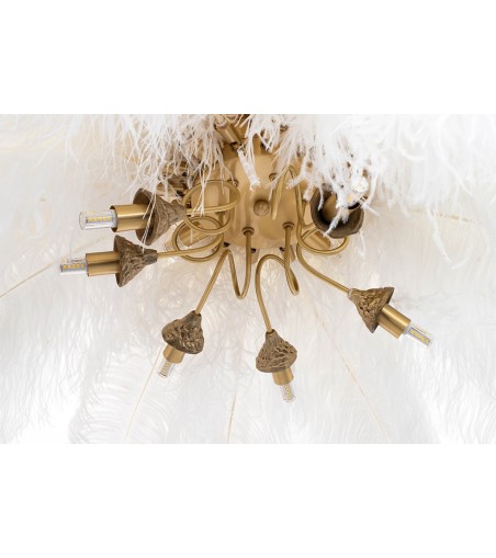 MOOSEE lampa wisząca TIFFANY 135 biała    mosiądz / naturalne pióra