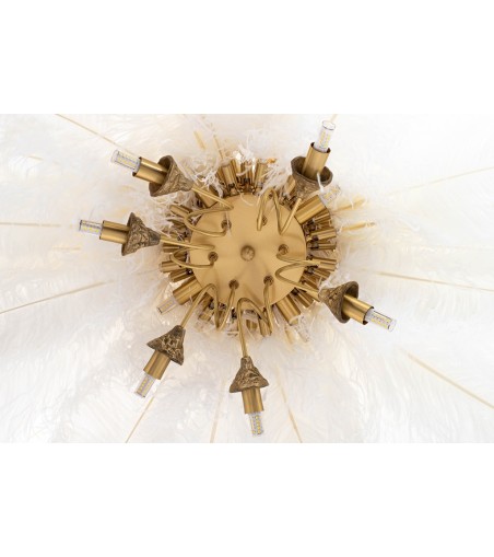 MOOSEE lampa wisząca TIFFANY 135 biała    mosiądz / naturalne pióra