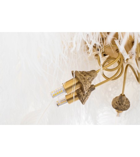 MOOSEE lampa wisząca TIFFANY 135 biała    mosiądz / naturalne pióra