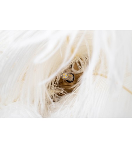 MOOSEE lampa wisząca TIFFANY 135 biała    mosiądz / naturalne pióra