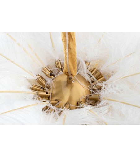 MOOSEE lampa wisząca TIFFANY 135 biała    mosiądz / naturalne pióra