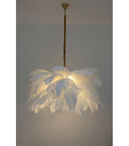 MOOSEE lampa wisząca TIFFANY 135 biała    mosiądz / naturalne pióra