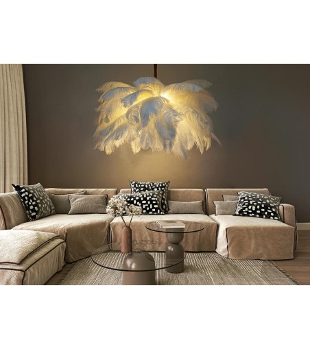 MOOSEE lampa wisząca TIFFANY 135 biała    mosiądz / naturalne pióra