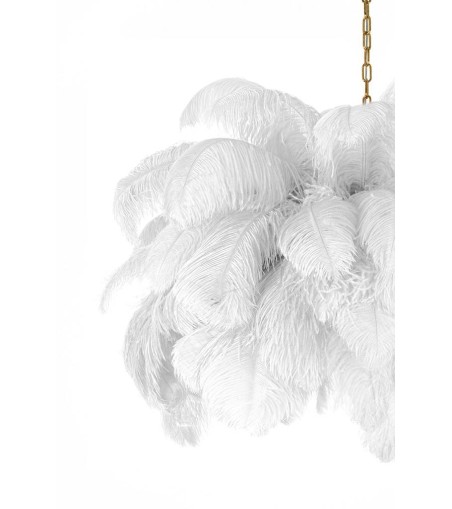 MOOSEE lampa wisząca TIFFANY 135 biała    mosiądz / naturalne pióra