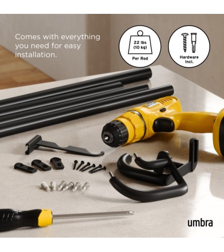 UMBRA karnisz TWILIGHT DOUBLE 168 - 365   cm czarny mat