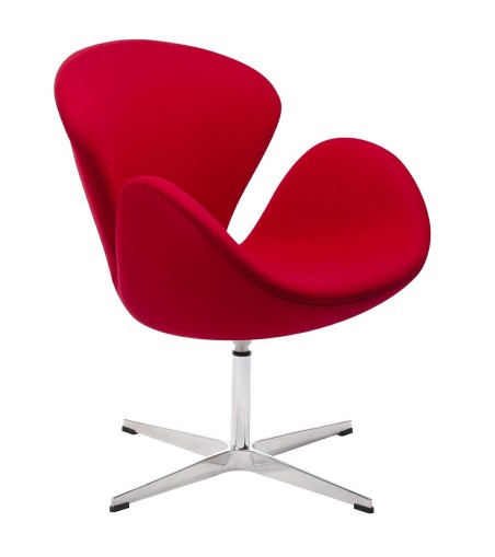 Fotel SWAN WOOL PREMIUM czerwony -  wełna, podstawa stal