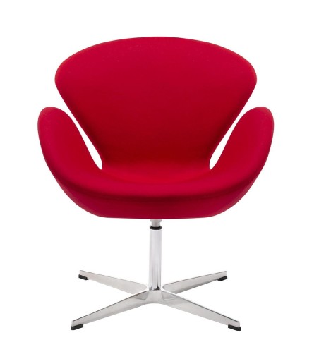 Fotel SWAN WOOL PREMIUM czerwony -  wełna, podstawa stal