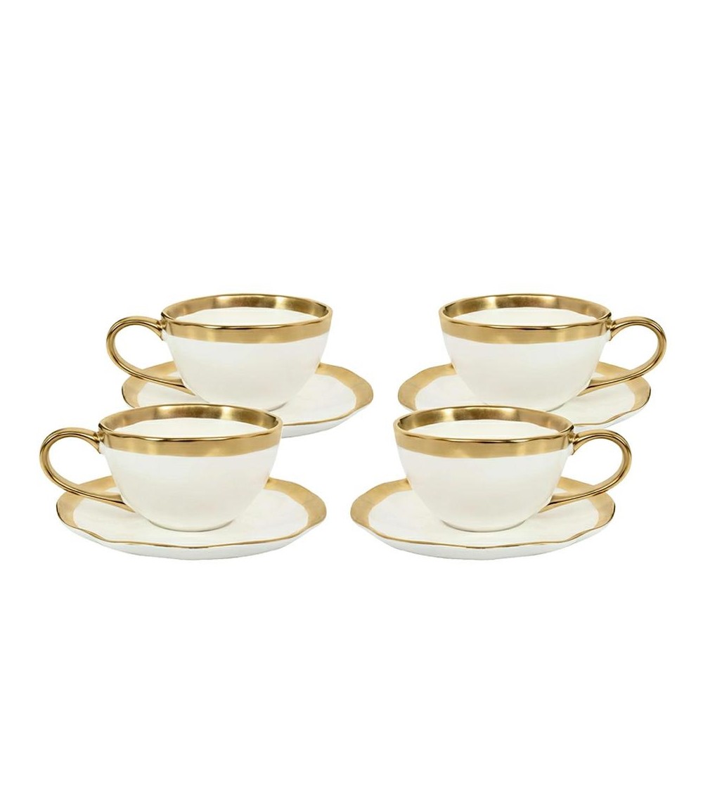 KARE komplet 4 filiżanek BELL             biało-złoty