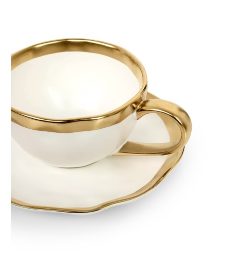 KARE komplet 4 filiżanek BELL             biało-złoty